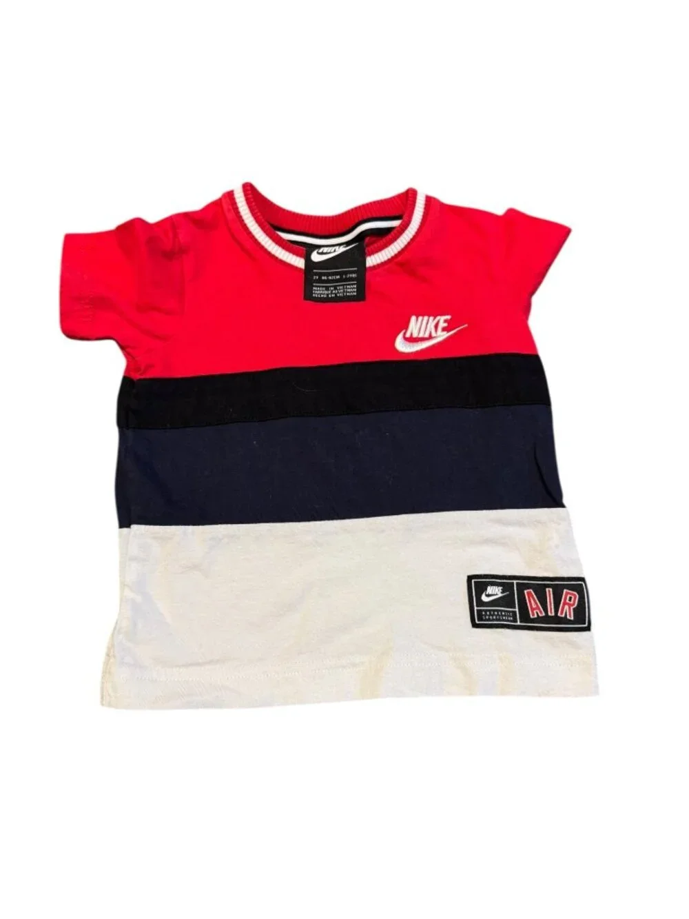 Nike Air Colorblock Short Sleeve T-Shirt Toddler Boys 2T Red Navy White